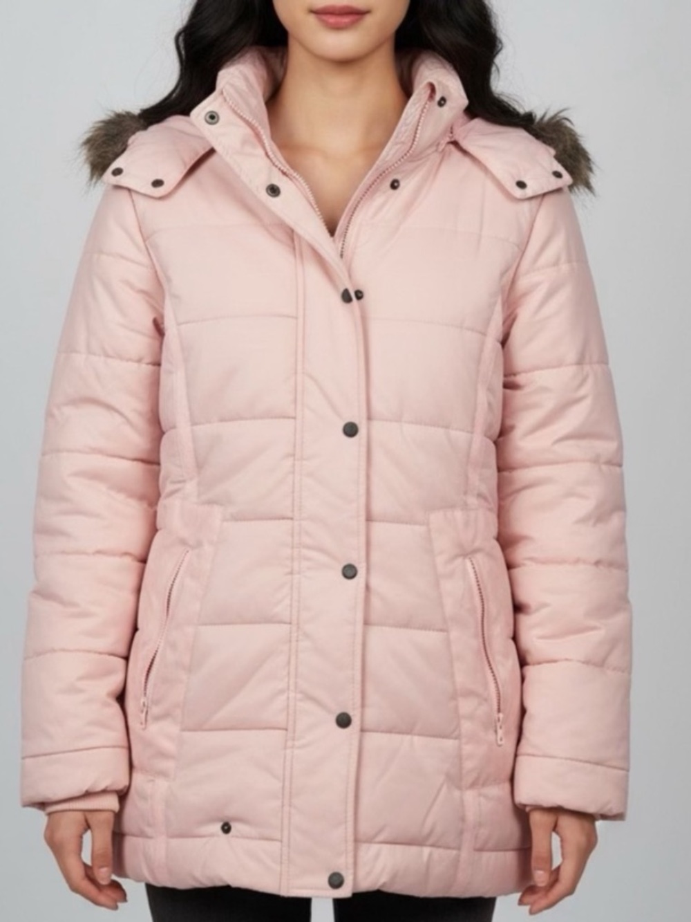 Women’s Pink Quilted Hooded Puffer Coat